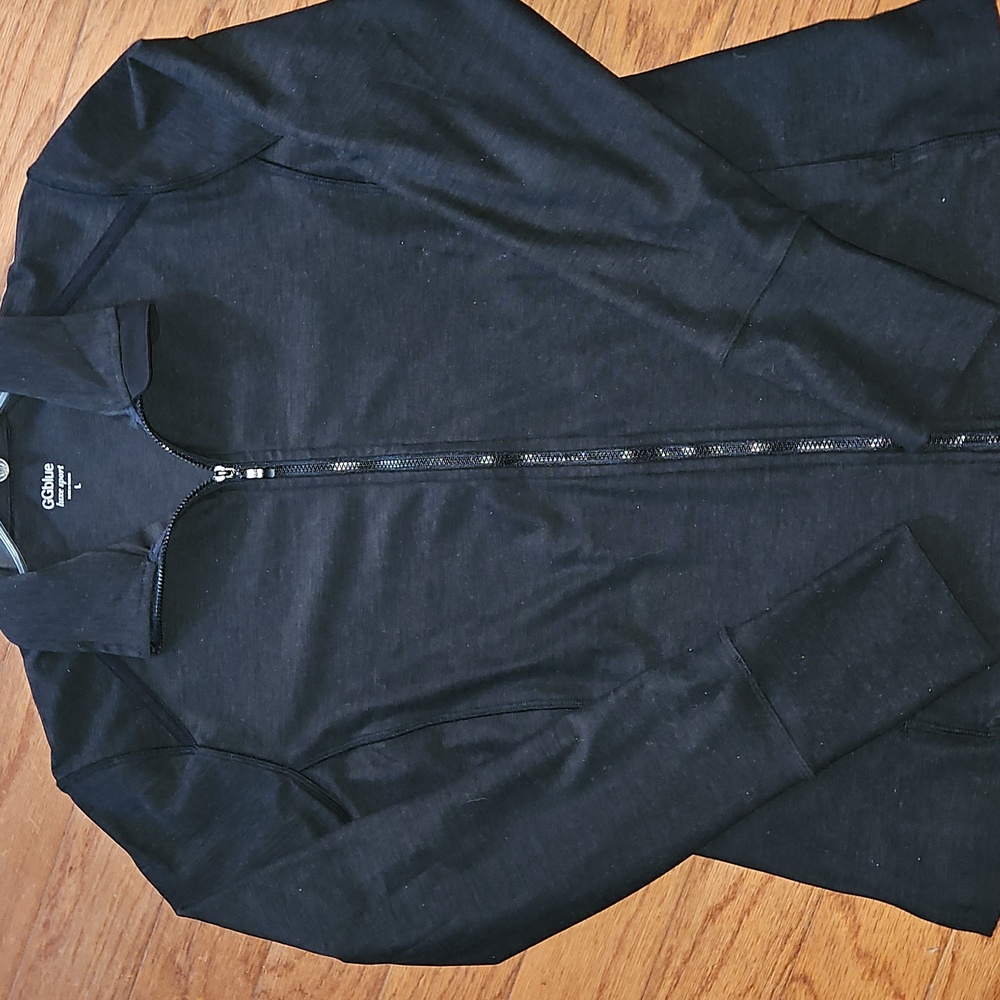 G G BLUE LUXE SPORT CHARCOAL GRAY FULL ZIP JACKET sz L